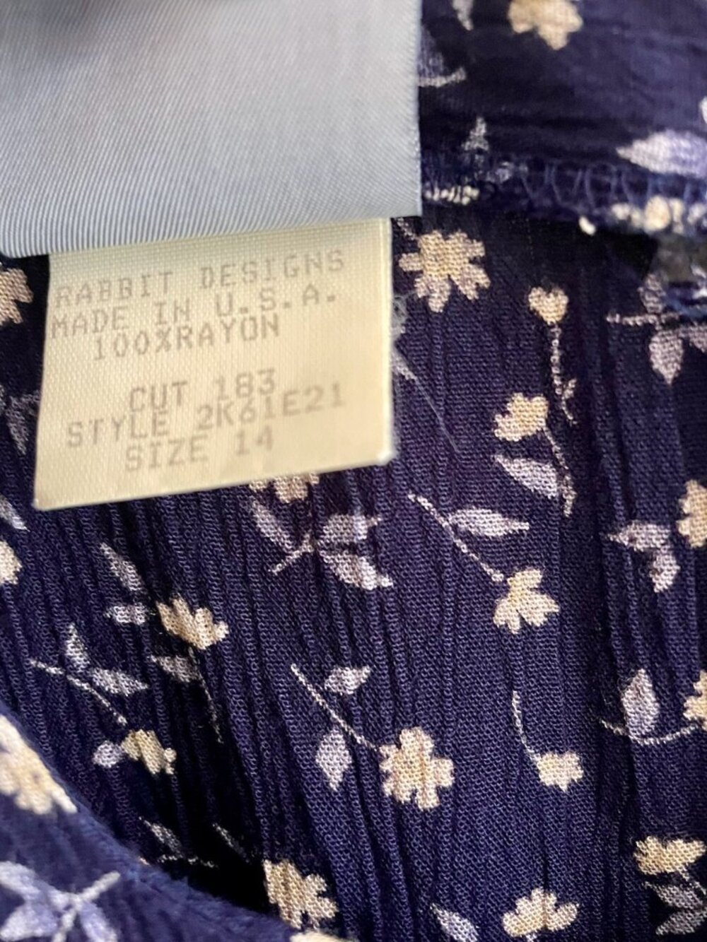 Vintage 90s Rabbit Rabbit Rabbit Blue Floral Maxi Dress 14 (M) - Picture 10 of 10